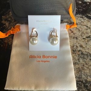 Never worn! New! Classy Pearl Dangle Earrings from Alicia Bonnie